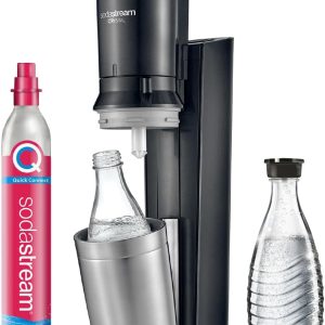 Crystal 3.0 Wassersprudler mit 1x Quick-Connect CO2-Zylinder und 2X Glaskaraffen, Silber, Schwarz